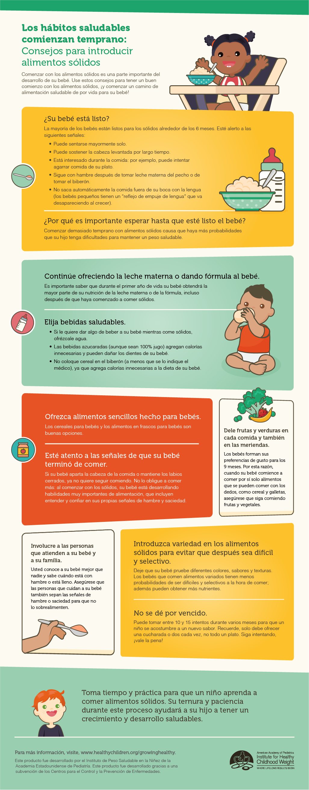 Gráfico - Consejos para introducir alimentos sólidos en la dieta del bebé.